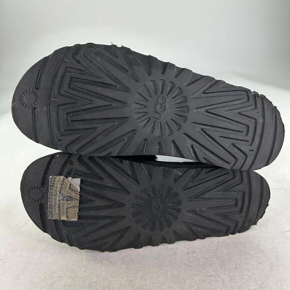 UGG WOMEN'S LATON PLATFORM SHOES US 10 SHEARLING SLIDE SANDALS BLACK OPEN-TOE - Picture 7 of 10